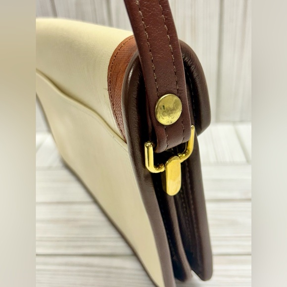Vintage D. Brev Shoulder Bag Handbag Purse Ivory Brown Rectangle 11" - Picture 6 of 10